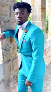  Mens Single Breasted Peak Lapel Blue