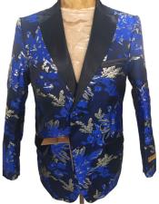  mens Navy Blue Floral Pattern Blazer