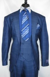  Vinci #V2Rw-7 -BluePlaid- Vested Mens 1930