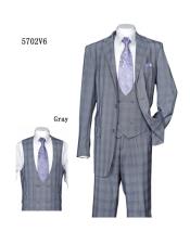  mens Plaid ~ Windowpane Vested Suit