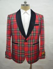  PLAID-235 Tartan-Red Suit For Men Perfect