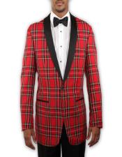  Red Tartan Plaid Tuxedo with Black