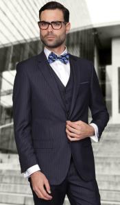  Navy Pinstripe Slim Fit Graduation Suit