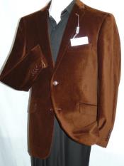  Velour Blazer Jacket  Mens Brown