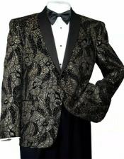  Mens Black/Gold Shiny Sequins Slim Blazer