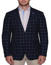  Mens Plaid Blazer Navy