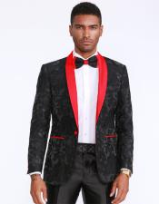  Red and Black Prom Suits Jacket