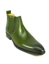 MensGreenDressShoesMensHandBurnishedChelseaBoots