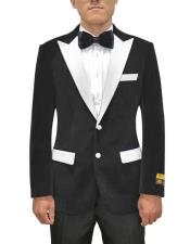  Black and White Lapel Velvet Blazer