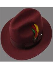  Mens Dress Hats Burgundy - Wool