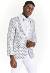  White Dinner Jacket - White Paisley