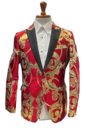  Red and Gold Tuxedo Dinner Jacket