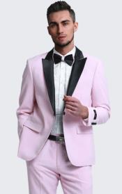  Mens Pink Tuxedo Slim Fit Peak