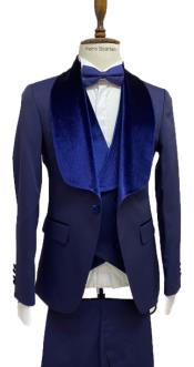  Midnight Blue Tuxedo Dinner Jacket Wide