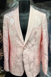  Mens Paisley Blazer - Light Pink