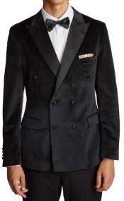  Style#PRonti-B6362 Mens Black Velvet Tuxedo Sportcoat