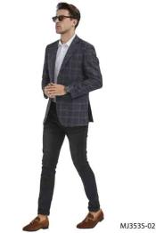  Mens Plaid Grey Blazer - Window