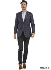  Mens Plaid Indigo Blazer - Window