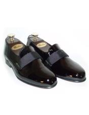  Mens Slip On Patent Leather Black