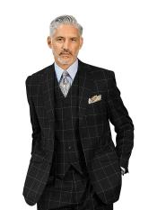  Mens Plaid Suit - Black Windowpane