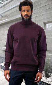  Mens Sweater Eggplant - Wool and