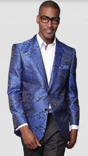  Mens Royal Blue Paisley Blazer -