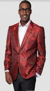  Mens Red Paisley Blazer - Big