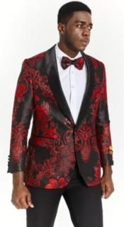  Mens Black ~ Red Paisley Blazer