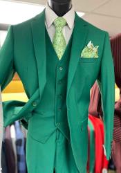  Mens One Button Notch Lapel Green