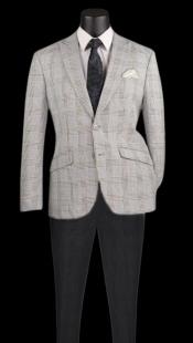  Gray Plaid Blazer - Mens Gray