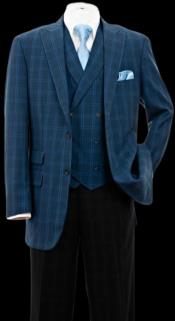  Navy Plaid Blazer - Mens Navy