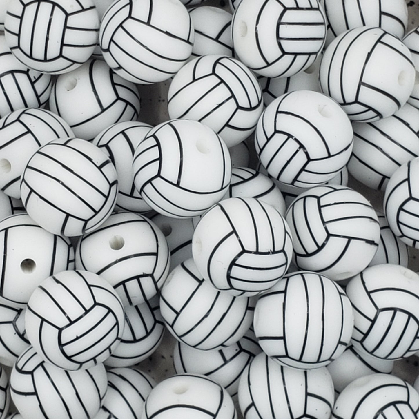 15mm Printed Volleyball Silicone Bead