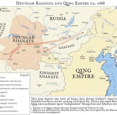 Mapa polityczna Azji Wschodniej w 1688 roku