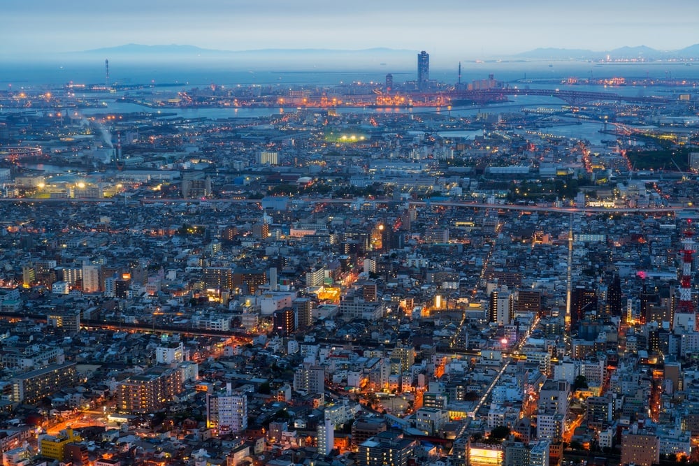 Osaka city skyline at night