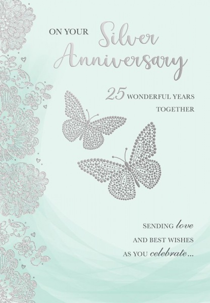 Butterflies Silver Anniversary Card