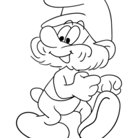 Desenho de Papai Smurf caminhando para colorir