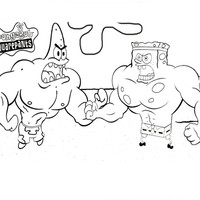 Desenho de Bob Esponja musculoso para colorir