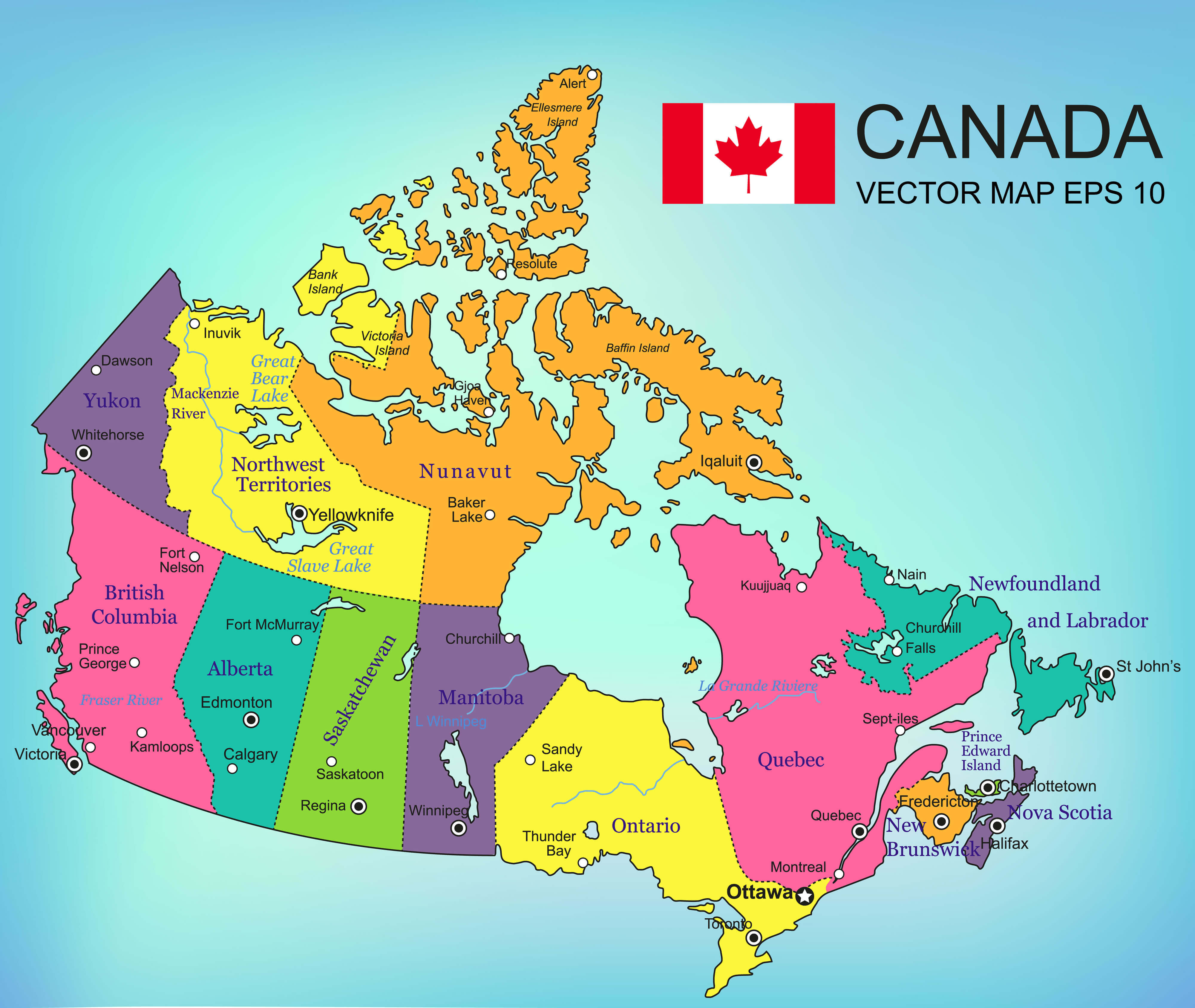 Map Of Canada With Cities Labeled