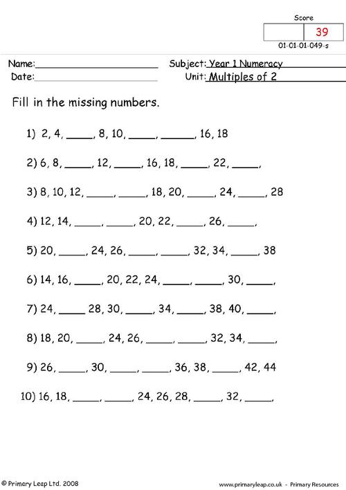 Multiples Of Two | Worksheets Samples