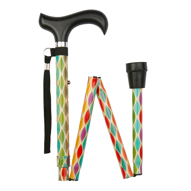 Ziggy Multi-Leaf Pattern Folding Height-Adjustable Walking Stick