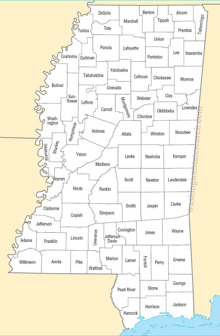 Printable Mississippi County Map - Printable World Holiday