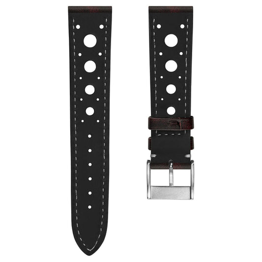 Boutsen Racing Handmade Patina Leather Watch Strap - Burgundy