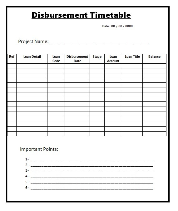 Disbursement Schedule Template