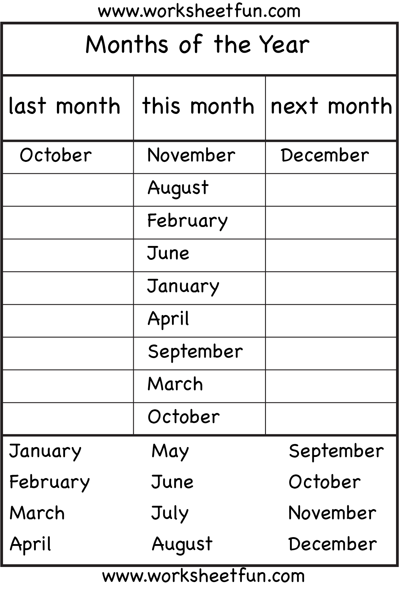 Months of the Year – 4 Worksheets / FREE Printable Worksheets ...