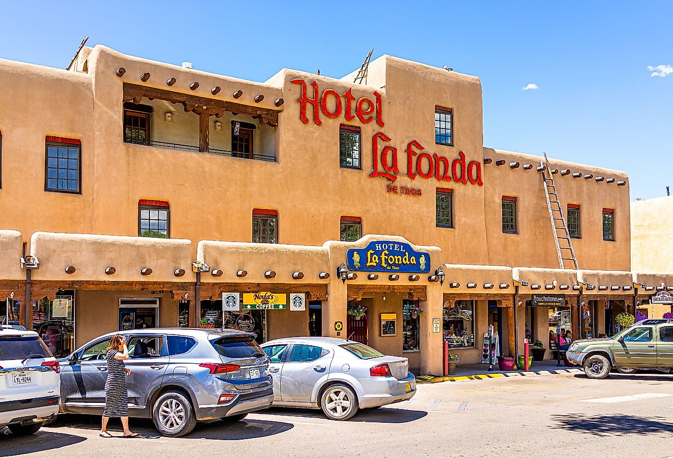 Downtown McCarthy's plaza square in Taos, New Mexico. Image credit Andriy Blokhin via Shutterstock