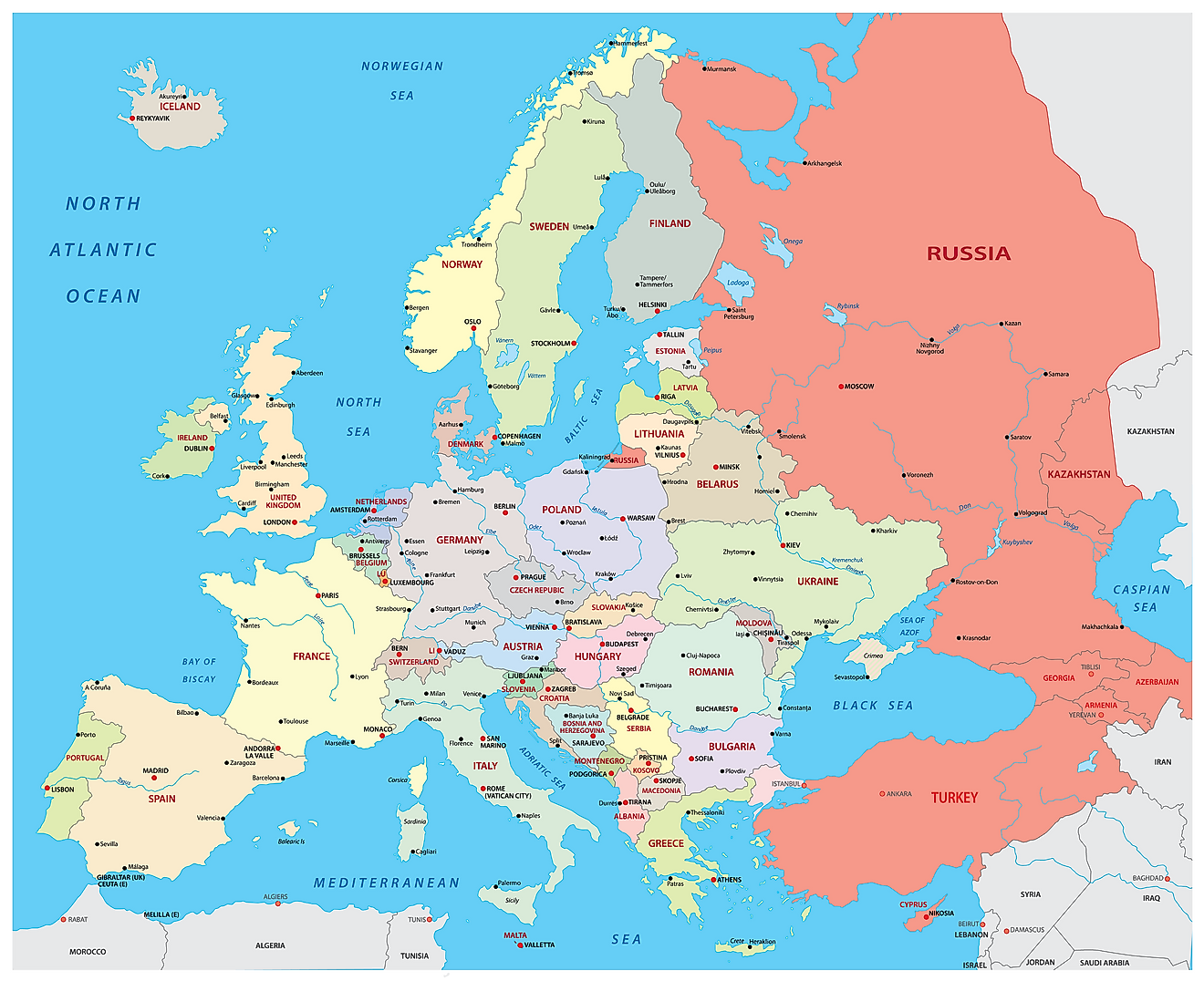 Europe Map With Cities And Countries