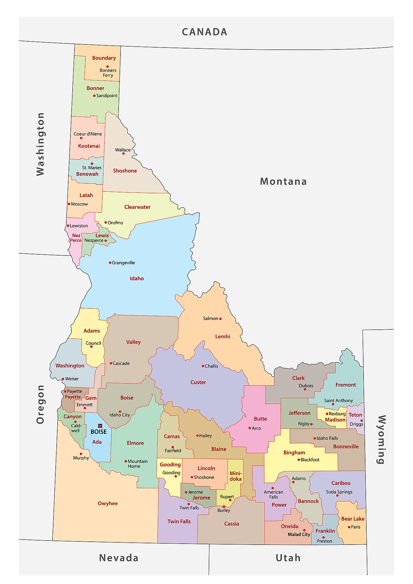 Printable Map Of Idaho