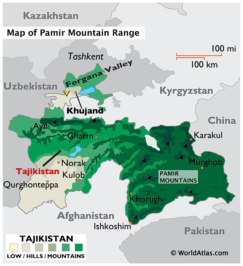 Pamirs Mountains Map