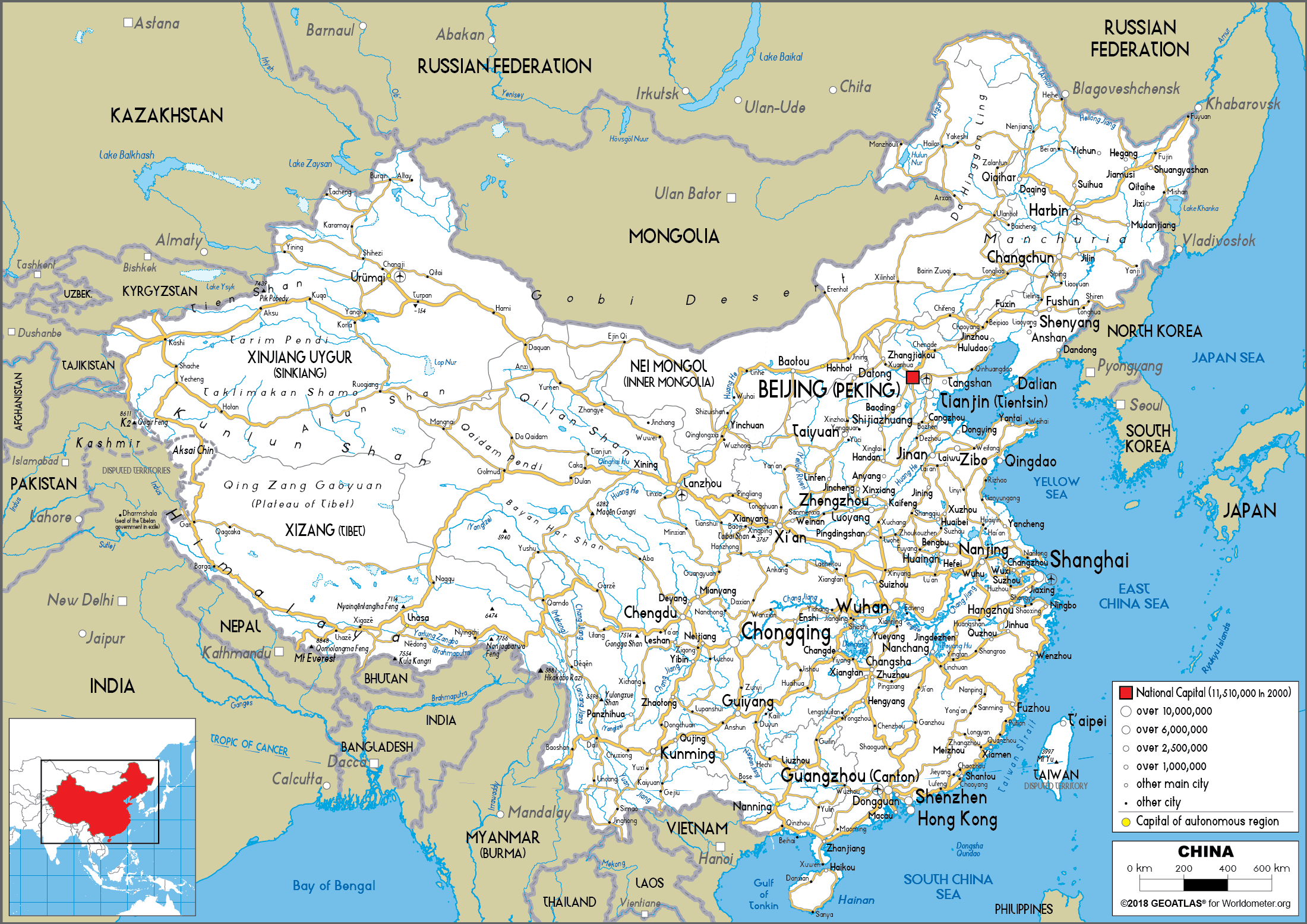 China Map (Road) - Worldometer