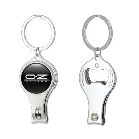 OZ Racing Keyring Fingernail Trimmer Black White Lines Domed Sticker